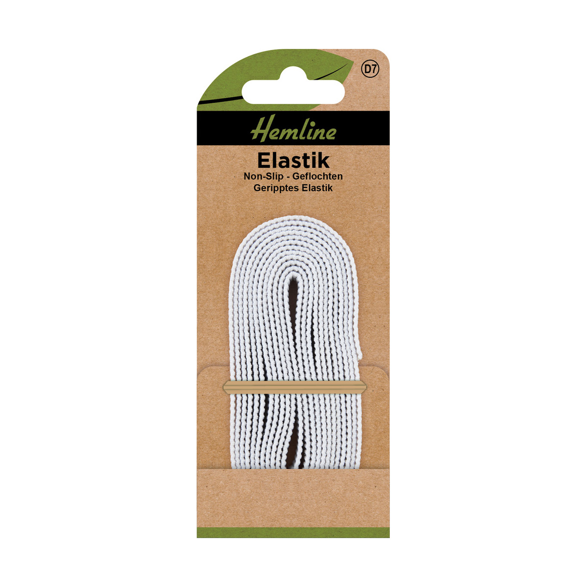 Geripptes Elastik Non-Slip 12 mm weiß 2 m