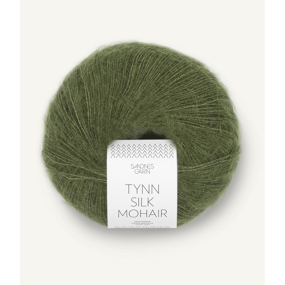 Wolle Sandnes Garn olivengronn Tynn Silk Mohair  212m 25g