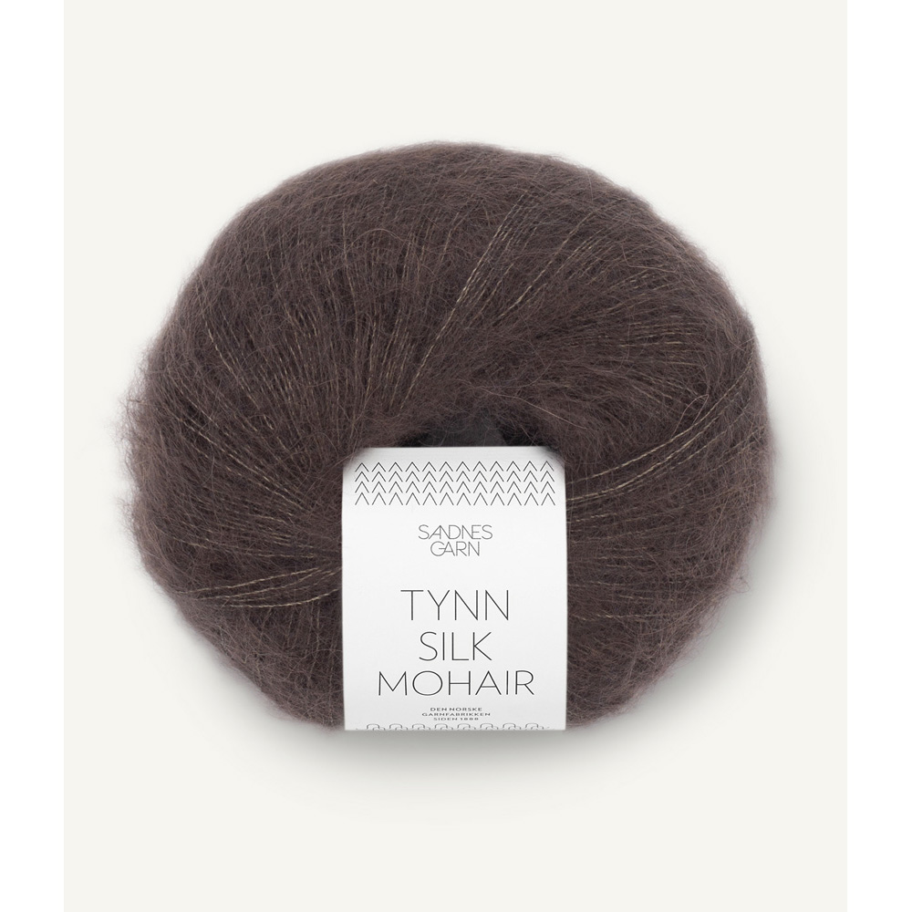 Wolle Sandnes Garn mork sjokolade Tynn Silk Mohair  212m 25g