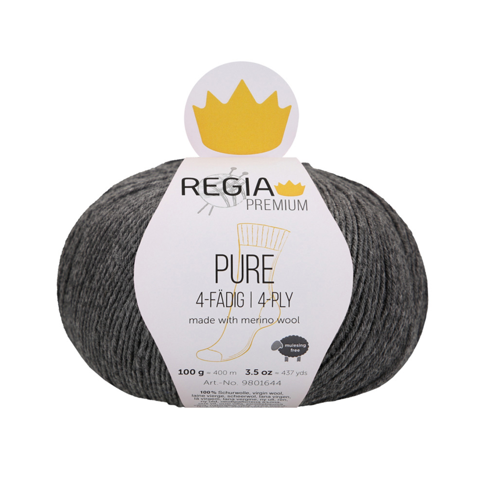 Wolle Regia mid grey meliert Premium Pure Color 400m 100g