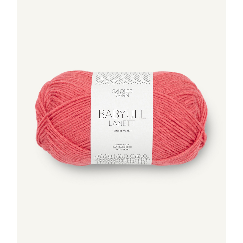 Wolle Sandnes Garn dyp korall Babyull Lanett 175m 50g