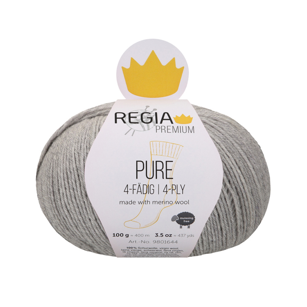 Wolle Regia light grey meliert Premium Pure Color 400m 100g