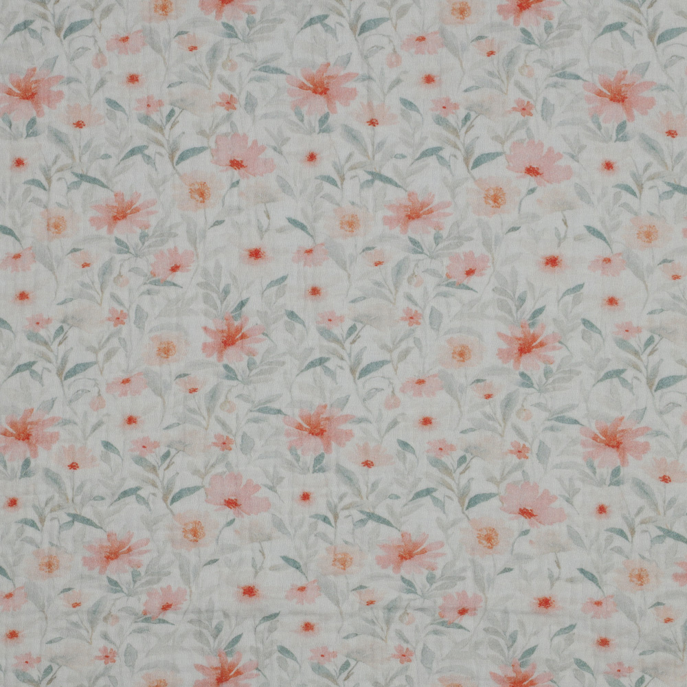 Double Gauze Digital Flowers 120 g/m² ca. 135 cm col. 001 white