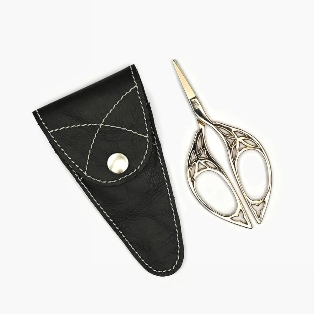 Schere in echtem Leder Etui